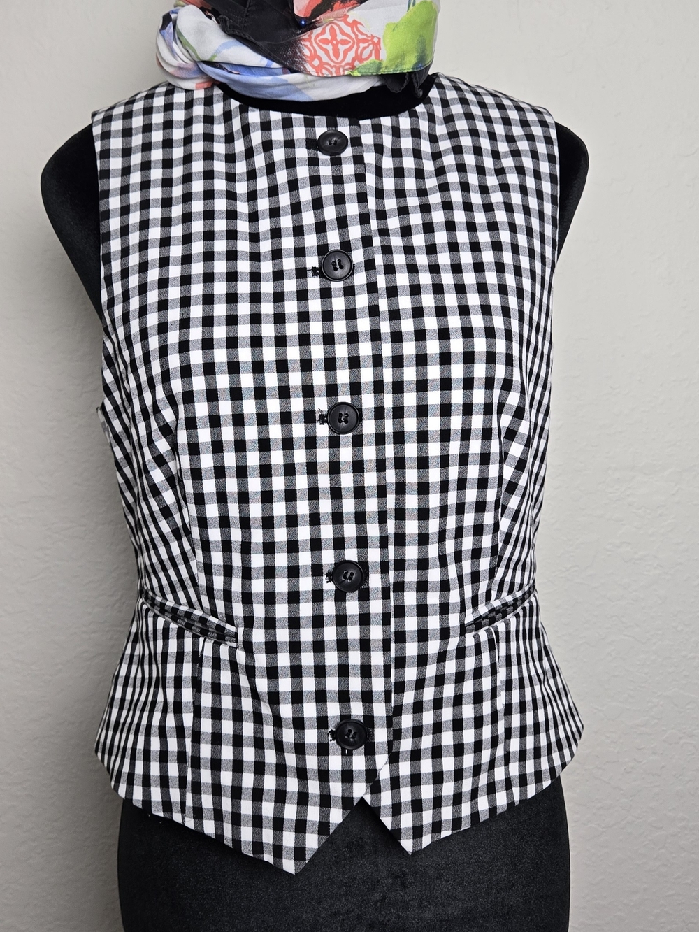 Calypso St. Barth Black & White Gingham Sleeveless Button-Front Top